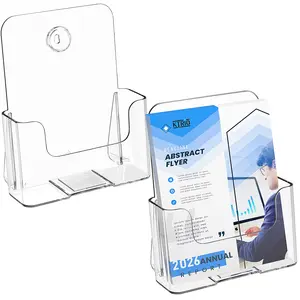 KTRIO Brochure Holder 6 x 8 inch, Acrylic Flyer Holders Stand Display, Clear Stands for Pamphlet, Literature, Magazine, Booklet, Menu, Desk & Wall Mount, 2 Pack