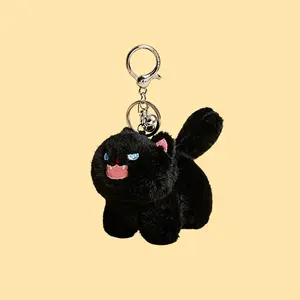 Black Fluffy Cat Bag Pendant, High-End Plush Toy, Holiday Gift, Couple'S Keychain Fashion Bag Charm Pendant For Women Bag Accessory Purse Charm Decoration Gift