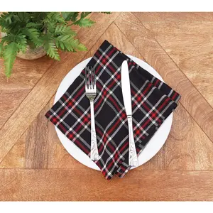 18" x 18" Poinsettia Plaid Woven Napkin Set of 6 by Valerie