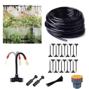 Garden Watering System, Greenhouse Mist Drip Irrigation Kit, 65.6Ft Hanging  Watering System with 20 Three-Way Atomizing Nozzle and 12mm Irrigation Tubing Hose,