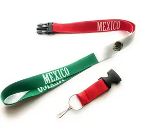 Mexico Lanyard Flag Car Keys ID Badge Holder Keychain Souvenir Mexican Detachable Breakaway Snap Buckle (Lanyard)