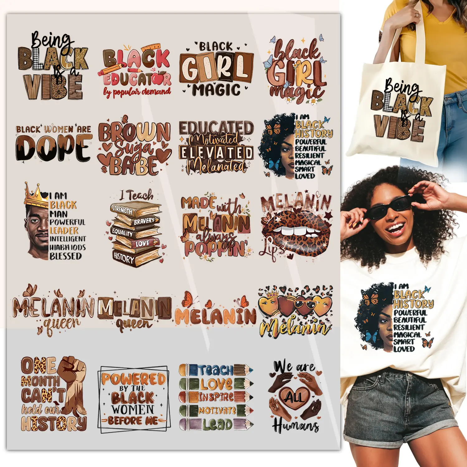 20 sheet DTF Transfer for Ready to Press, Black History Month Ready to Apply for Heat Press, Juneteenth DTF Prints