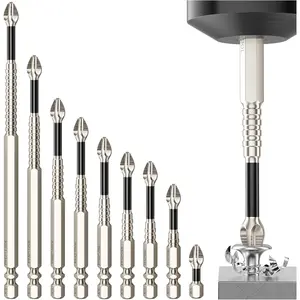Hardware supplies High Magnetic Screwdriver Drill Bit Set - 9Pcs K5 Impact Resistant Non Slip Bit - Magnetic Screwdriver Set - Screwdriver Bit Set - 25 50 65 70 75 90 100 120 150 (9pcs)