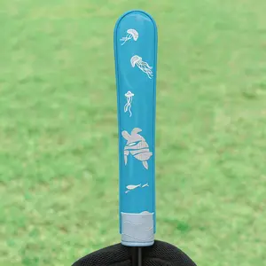 Marine Life Embroidered Golf Alignment Stick Cover, Premium PU Golf Direction Rod Sleeve, Durable Golf Training Accessory for Men & Women