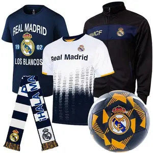 Real Madrid CF Ultimate Fan Pack: Soccer Ball, Scarf, Jacket & Shirts 5-Piece Value Set - Unisex Adult - RMUFP-SP-2