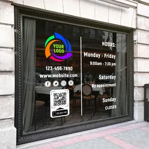 Personalized Store hours decal - Full color logo - QR code - Hours of operation - Sign - Custom Store Hours