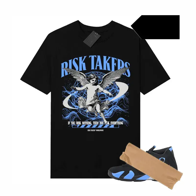 Sneaker Match Tees White Risktakers Worldwide Graphic Shirt 14 Black & Uni Blue Matching Shirt! Graphic Shirt, Unisex T-Shirt Gift For Women and Man, 90s Hip Hop Tee, Sneaker Head Gift