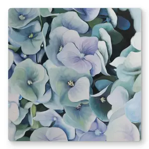 212 MAIN Artistic Purple Hydrangea Flower Plant Floral Print 16x16 in Aluminum Metal Botanical Wall Art - Stylish Room Home Decor Supplies