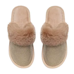 Lora Destiny Slippers in Nude with Nude Crystals