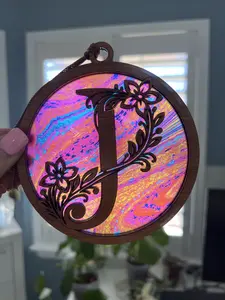 Monogram Letter J Suncatcher for Sunny Window