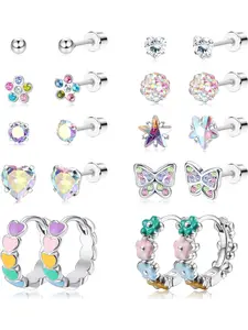 Hypoallergenic Earrings for Girls Women Surgical Steel Cute Baby Kids Toddler Earrings Screw Back earring Stud Hoop Earring Set 10Pairs Christmas Gifts Dainty Lightweight Hoops