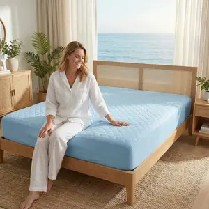 1pc 100% Waterproof Mattress Protector（without pillowcase and pillow） All-Season Breathable Noiseless Quilted Pad Cover with Deep Pocket up to 15" for Bedroom Essentials