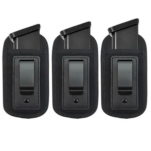 3 Pack Universal IWB Magazine Pouch Concealed Carry 9mm .40 .45 .380 .357, Mag Handgun Ammo Gun Holster for S&W M&P Sig Sauer Ruger Glock, Fits 7/10/15 Round Clips All Pistols