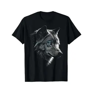 Blue Eyes Wolf Head T-Shirt |   Cool 3D Scratch Art Wolf Graphic Tee |   Vintage Wildlife Animal Print Shirt |   Wolf Lover Gift for Men |   Unisex Streetwear Casual Top