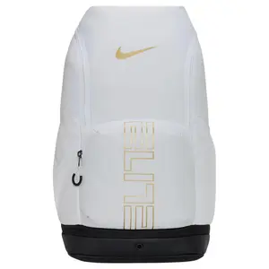 Nike Varsity Elite 32L Front Logo Print Polyester Backpack for Men and Women in White