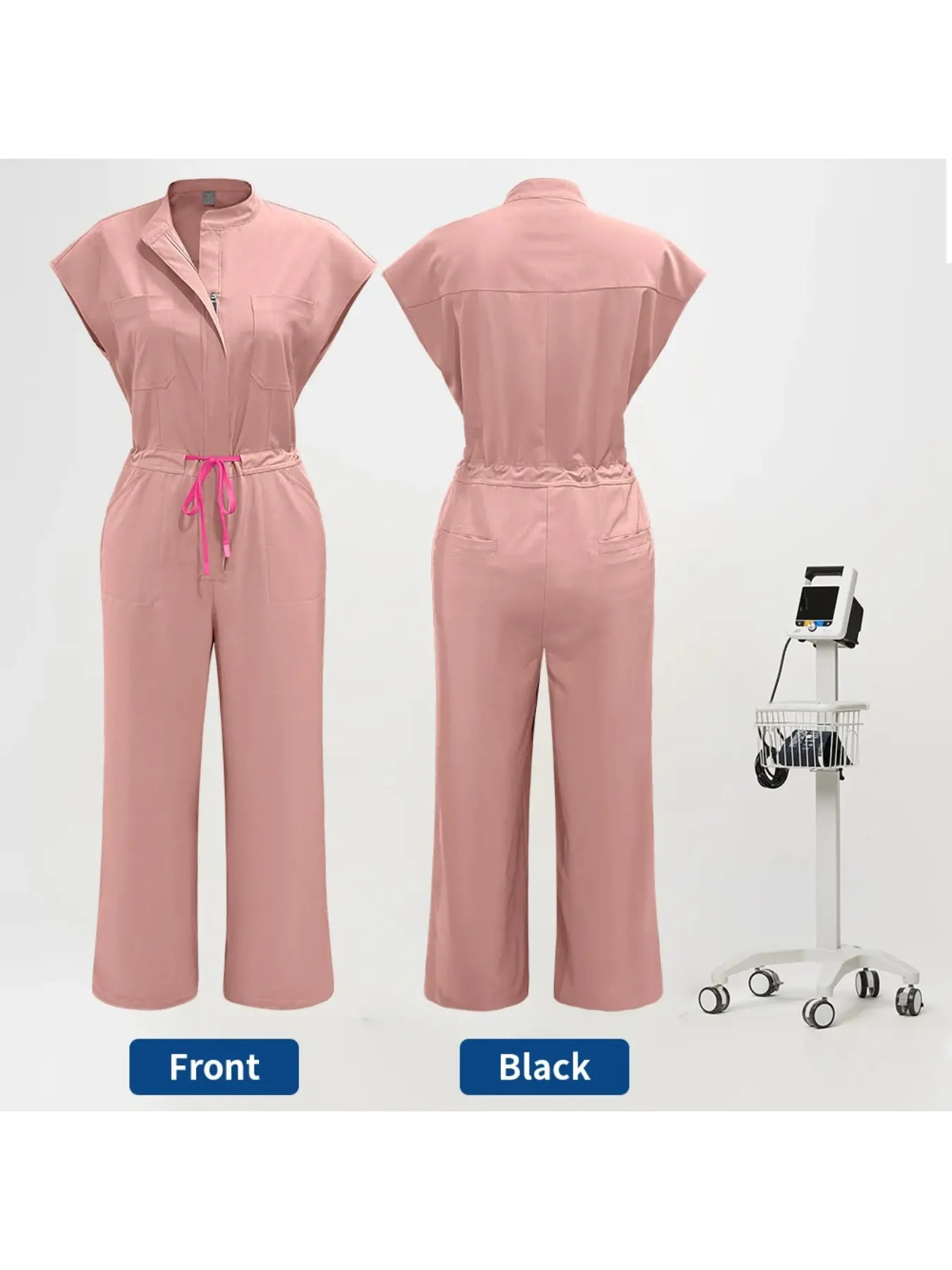 Anti-wrinkle and Wear-resistant Clinic Work Clothes Doctor Scrub Uniform Multicolor Jumpsuit One-piece Clinical Scrub Doctor Nursing Uniforms Short Sleeve Pocket Pet Hospital Workwear