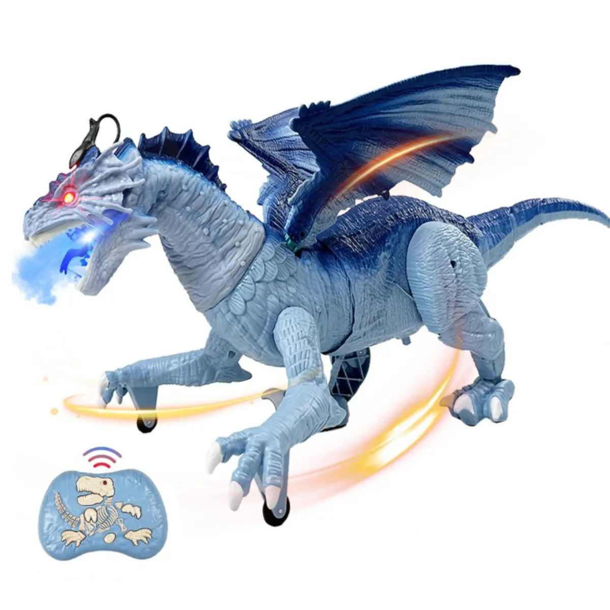 Remote Control Dinosaur Toy for Kids 3-8, Realistic Walking RC Dino with Mist Spray, Roaring Sound & LED Lights, Fun Interactive STEM Imagination Gift for Boys