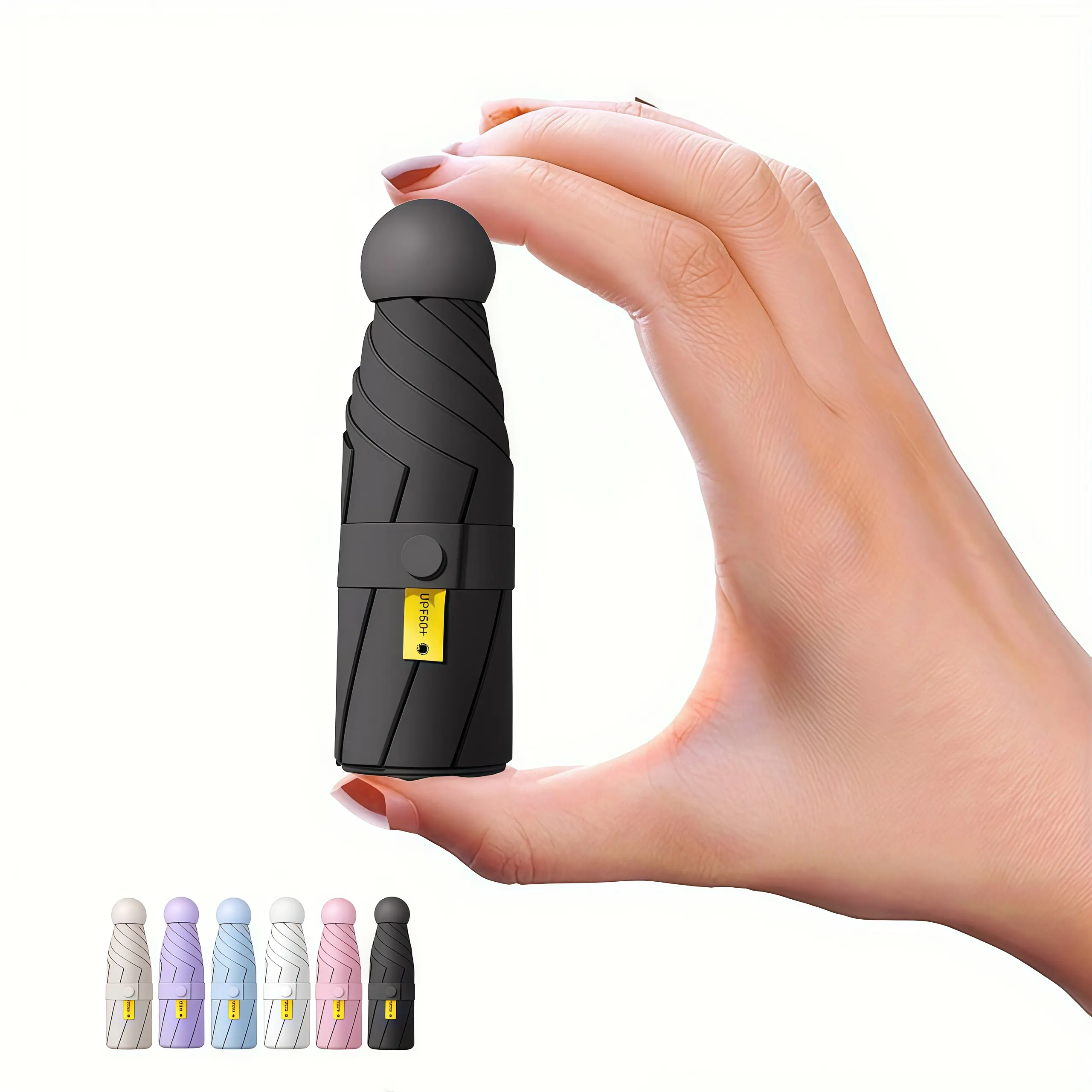 Mini portable pocket umbrella, optional shoulder strap for easy carrying, lightweight folding, UV protection, unisex design, perfect for travel and outdoor activities Ladies' exclusive sunshade umbrella