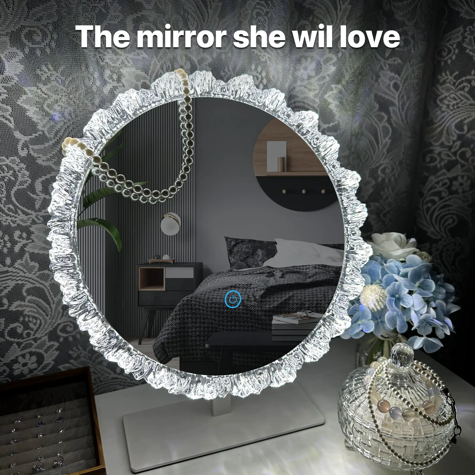 GALENTAL Iceberg Dimmable Round Vanity Mirror with Light, Round Bathroom Mirror With Touch Screen Control, LED Desktop Makeup Mirror, Round Bathroom Mirror For Over Sink,  Adjust Brightness, 3 CCT,Home Decor, Bedroom, Dealsforyoudays