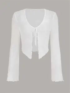 Fashionable Gauze Style Elegant Versatile and Comfortable Women's Long Sleeve Cardigan, A Must-have Cool Cardigan in Summer, Knitwear, Womenswear, Tops, Knitted Tops, Knit Cardigans