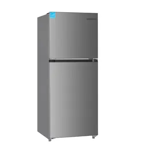 Upstreman 11.6 Cu.Ft. Double Door Refrigerator in Stainless Steel with Large Capacity Top Freezer, Frost Free, Adjustable Thermostat Control, Apartment Refrigerator with Freezer, ENERGY STAR, Stainless-BD116 garage  fridge