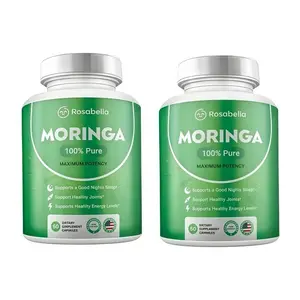 【Flash Sale 3 bottles] Rosabella Organic Moringa 800 mg Capsules 2-Pack | Herbal Immune & Digestive Wellness Support | Natural Vitamin Boost | Daily Supplement