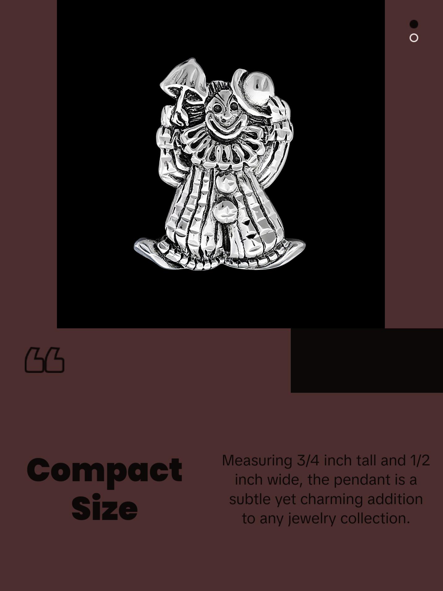 Circus Clown Pendant • 925 Sterling Silver • Diamond Cut • Handmade Jewelry