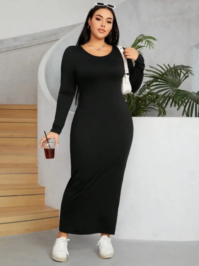 curvy long sleeve bodycon dress - TikTok Shop