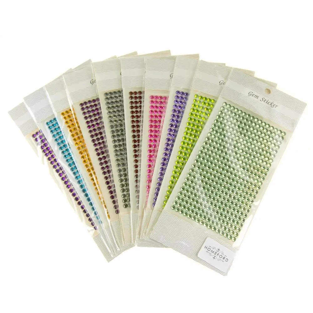 Round Adhesive Diamond Gem Stickers, 5mm