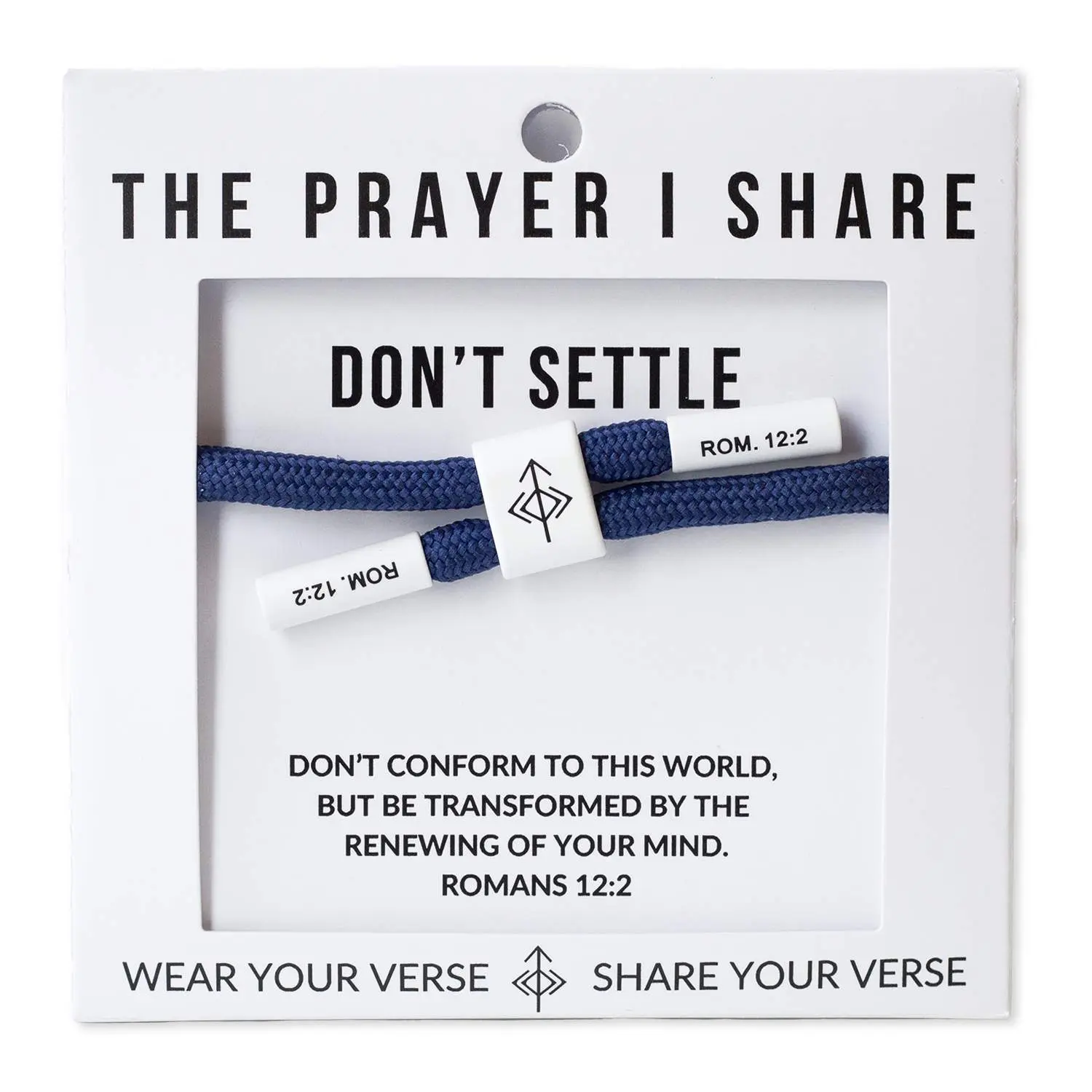The Prayer I Share Don't Settle Romans 12:2 Unisex Polyester Cord Bracelet Adjustable Waterproof Sweat-Proof Christian Wear Your Verse Share Your Verse