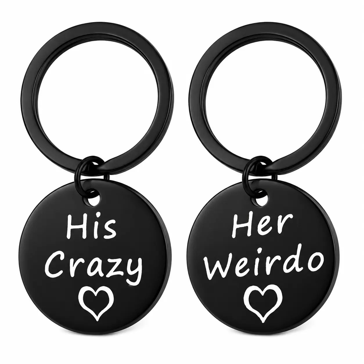 "His Crazy Her Weirdo" Matching Keyrings for Couples, 2-Piece Stainless Steel Set with Engraved Lettering, Funny Romance EDC Gear Gift for Anniversary, Key Holders, Keyrings For Keys, Valentine's Day, Ceremony, Two-Piece