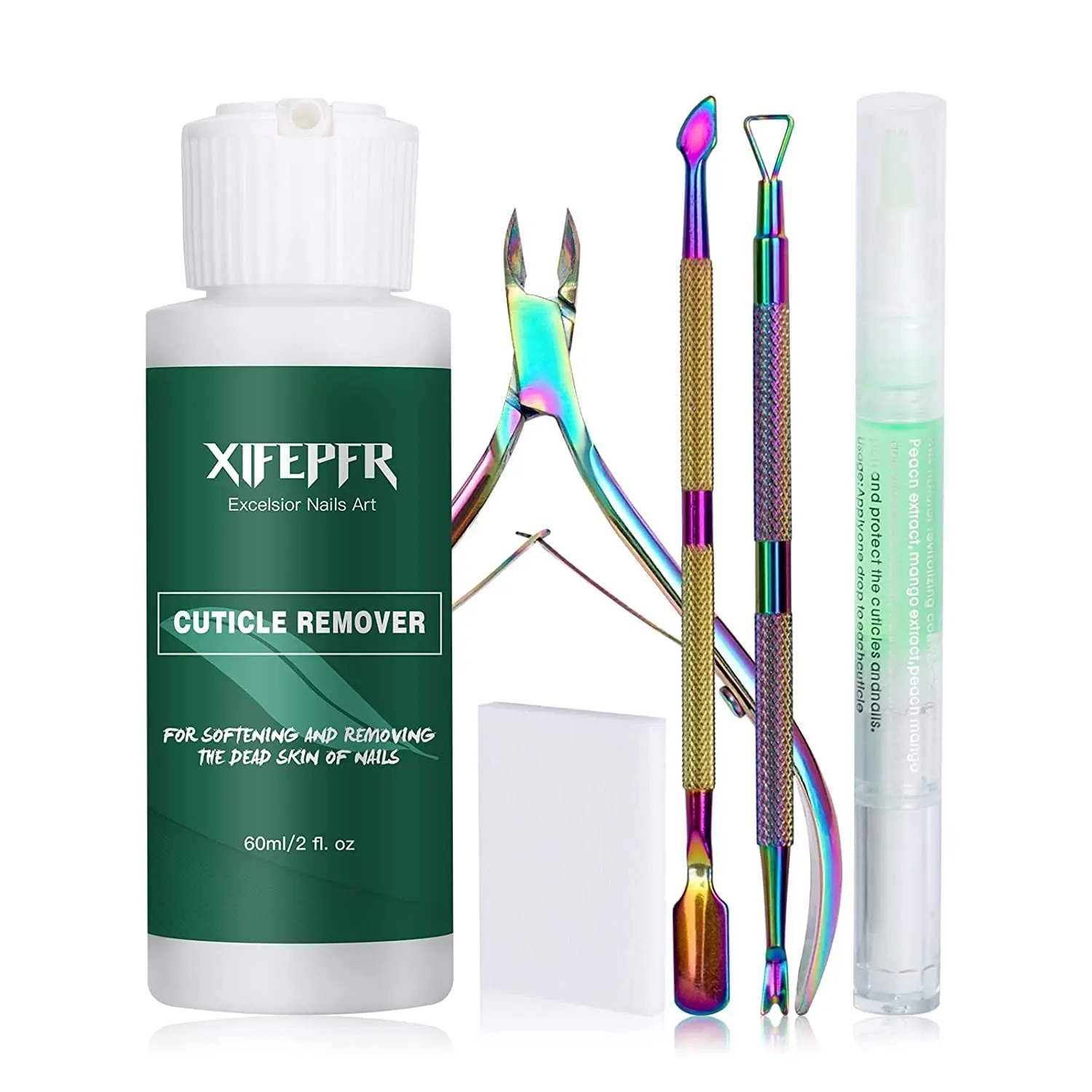 6-in-1 Cuticle Remover Kit – Acetone-Free Cream Oil Pen Trimmer Pusher & Cotton Pads – Gentle Manicure for Sensitive Skin – Perfect Gift for Womenor Women