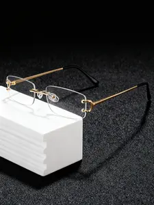 Frameless Round Fashion Glasses, Korean Classic Campus Style, Elegant Versatile High-End Look, Daily Wear Accessory, Trendy Frames