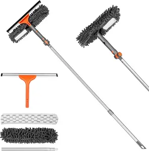Window  Cleaner Set 2-in-1 Window Cleaning Tool with Extendable Pole, Window Cleaning kit with Bendable  for Indoor & Outdoor Glass for  Indoor Outdoor High WindowsKit1.0
