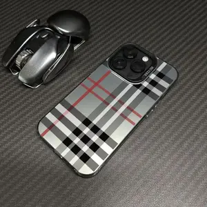 Luxury Classic Plaid TPU Plastic Shockproof Smartphone Casing, Durable Full Protection Cellphone Cover, Stylish Mobile Accessory for iPhone 13-17 Pro Max, Ideal Christmas Gift for Outdoor Use