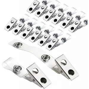 30Pcs Metal Badge Clips with Clear PVC Straps, Premium Double Hole Metal Badge Clips for ID Cards, Badge Holders, Name Tags Work Badges, Home Office, Office Supplies : Office Products