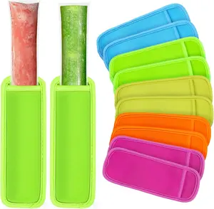 10-Pack Reusable Neoprene Ice Popsicle Holders, 5-Color Assorted Sleeves, Durable Anti-Freezing No-Drip Kitchen Utensils for Frozen Treats, Yogurt Tubes, Ice Cream (For Adults, Parties)