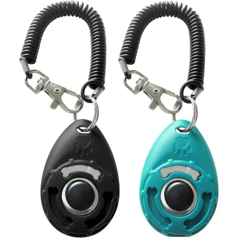2pcs Dog Training Clicker with Wrist Strap and Keychain, Pet Training Tool, Puppy Training Tools for Puppies, Cats, Birds, Horses, Behavior Aid