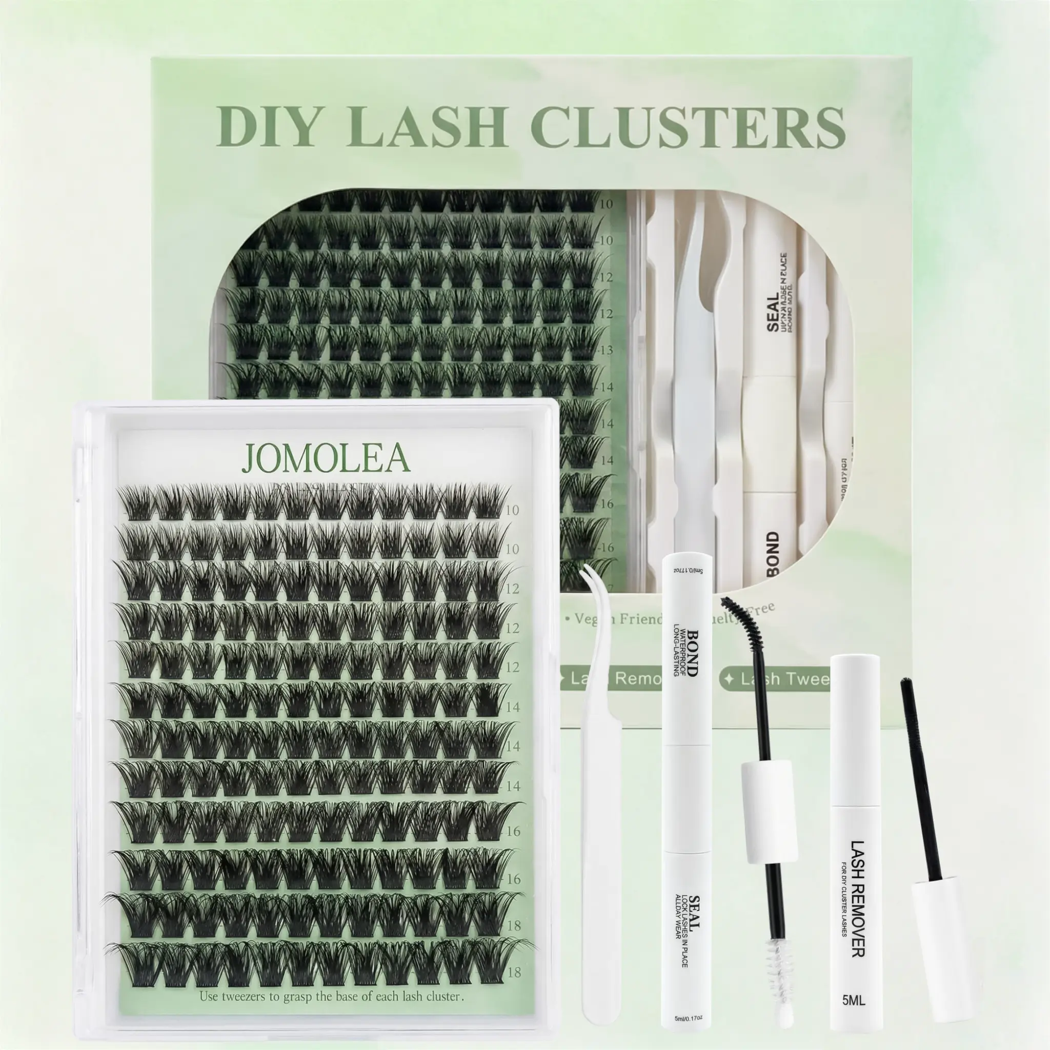 SOSIAY CICI Lash Clusters Kit with Waterproof Bond & Seal, Natural Fluffy Lashes for Daily Cosmetic Use, 10-18mm Mixed Lengths, All-in-1 Beginner Set, Cluster Lashes Kit
