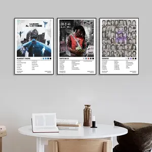 3-piece LUCKI/Almost There/Days B4 III/GEMINI! music album canvas poster set, hip-hop style, R&B and pop music style, perfect for music fans, living room, bedroom, office, cafe, music room and Modern Home Decor. A frameless gift for music lovers or fans.