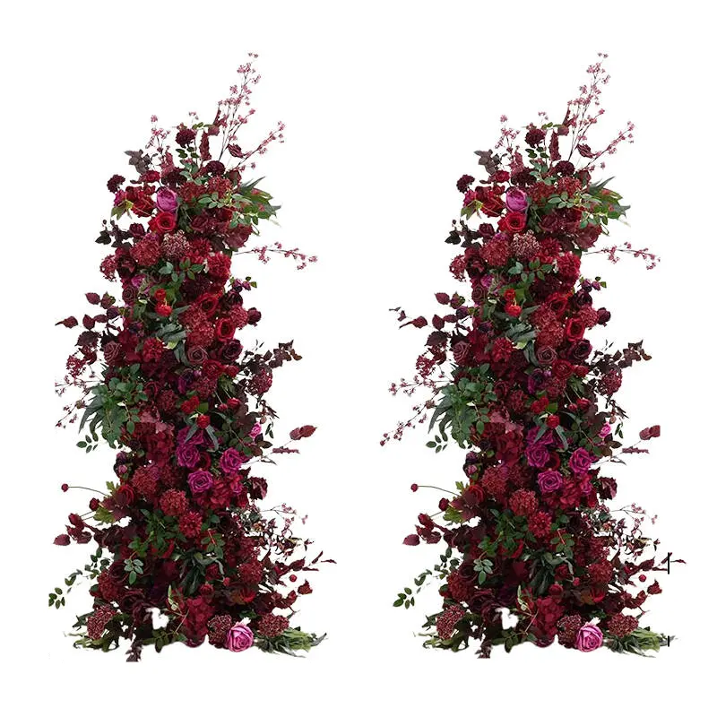 A8898 Large Size Realistic Silk Decorative Burgundy Rose & Greenery Arrangement - Home Decor, Wedding Backdrop, Event Decor Prop