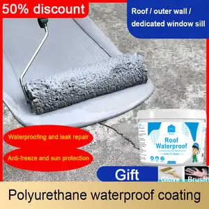 Waterproof Coating, Gray Waterproof Coating 1.1 lb, suitable for exterior use, roofs and walls, cold and heat resistant.