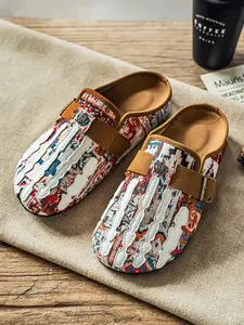 Boho Print Mules - Women Slip On Clog Shoes with Buckle, Casual Flat Loafers slippers