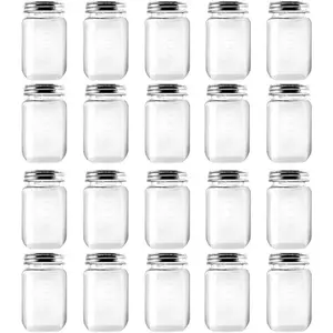 16 Ounce Clear Plastic Jars Containers With Screw On Lids - Refillable Round Empty Plastic Slime Storage Containers for Kitchen & Household Storage - BPA Free (20 Pack) Bottles Cream