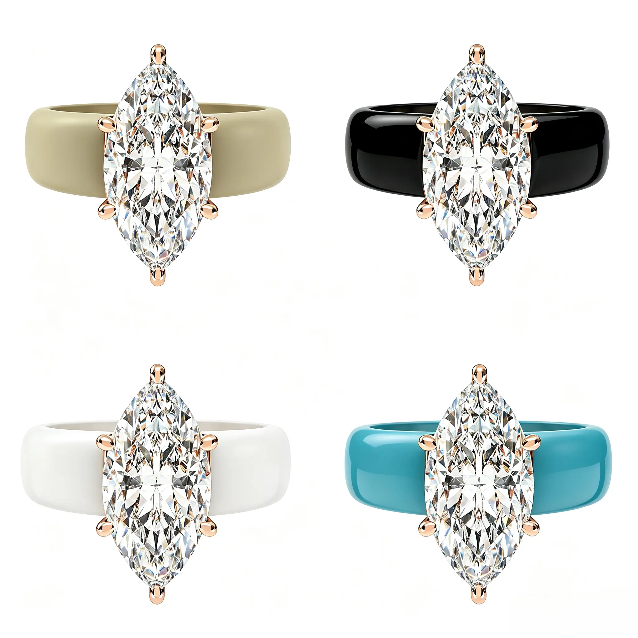 Marquise Crystal Silicone Ring – Adjustable Soft Silicone Band with Elegant Sparkling Gemstone Design, Waterproof Fashion Jewelry for Women
