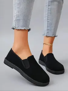 Women's Solid Color Slip on  Breathable Lightweight Shoes, Casual Comfortable Low Top Shoes, All-match Commuter Shoes for Work & Daily Wear, Girl