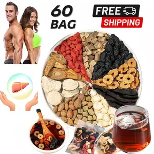 60Bag Kidney Tea Formula Ginseng Five Treasure Tea, Ginseng Red Date Wolfberry Natural Detox Tea, Organic Chinese Herbal Kidney Cleanse for Men & Women