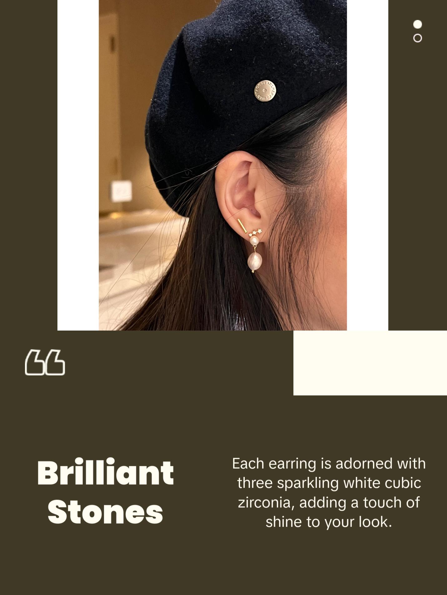 "Constellation Stars" 14K Yellow Plated 925 Sterling Silver Screw On Nap Earring "Constellation Stars" 14K Yellow Plated 925 Sterling Silver Screw On Nap Earring