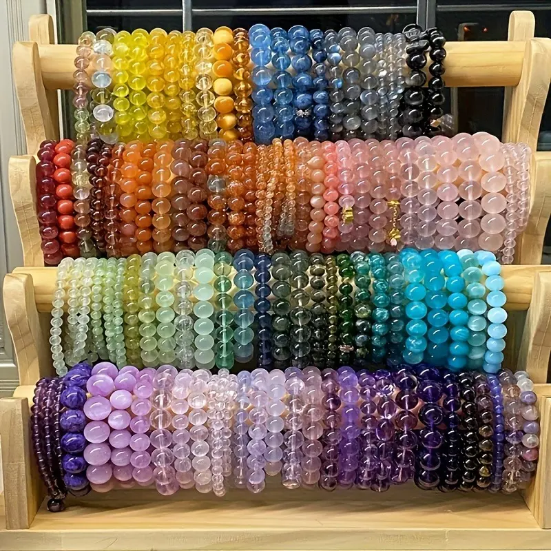 24pcs Unisex Colorful Glass Bead Elastic Bracelets - Stretch Fit, Casual Wear, Best Friend Gifts, Women's Fashion Costumes Jewelry Accessories, Colorful Beads, Daily Wear, Friends