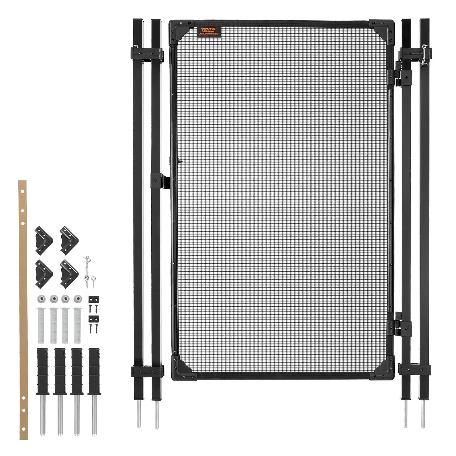 【SummerFinds】VEVOR Pool Fence Gate, 4 x 2.5 ft Inground Swimming Pool Fences Gate, Outdoor Security Fencing Door Kit with Metal Latch and Stopper, 352 gsm Teslin PVC Mesh, Square Tube, Easy Installation, Black